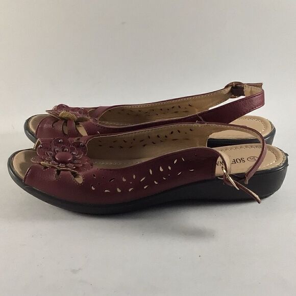 Soft walker womens open toe lightweight buckle sandals red size EU 37 US 6.5 - Picture 3 of 8